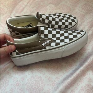 Vans Checkered Platform Sneakers W6 walnut